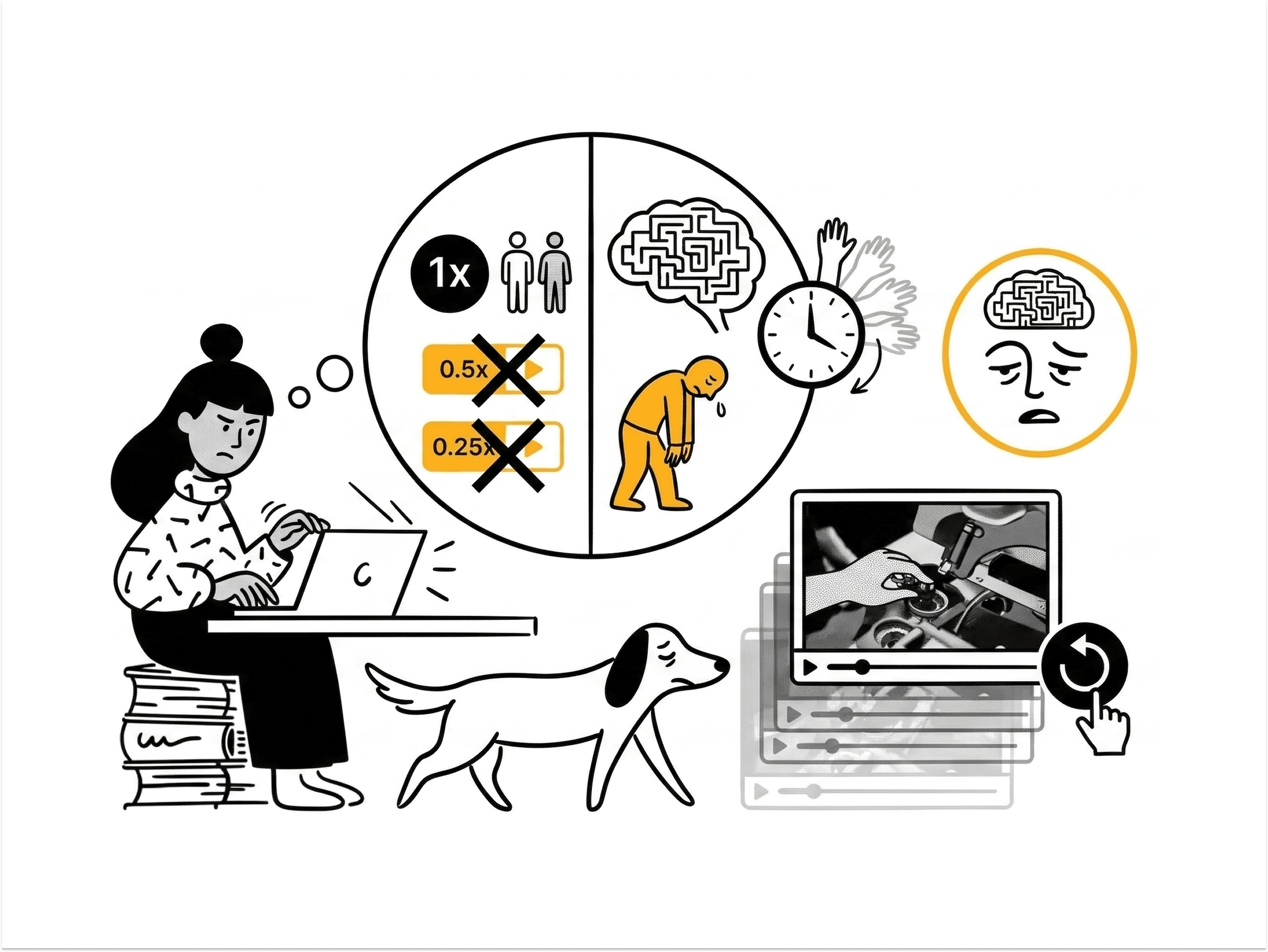 Key finding illustration for step 6: replay and playback speed coping strategies